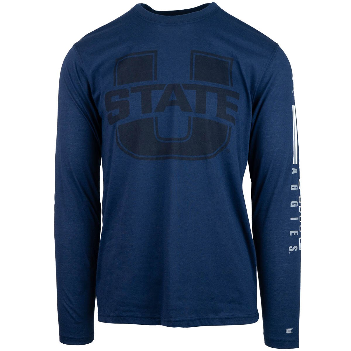 Men's U-State logo on left sleeve navy long sleeve t-shirt